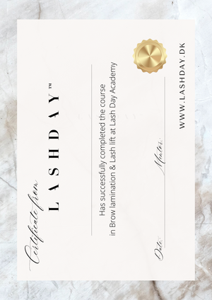 Certifikat til brow lamination og lash lift online kursus