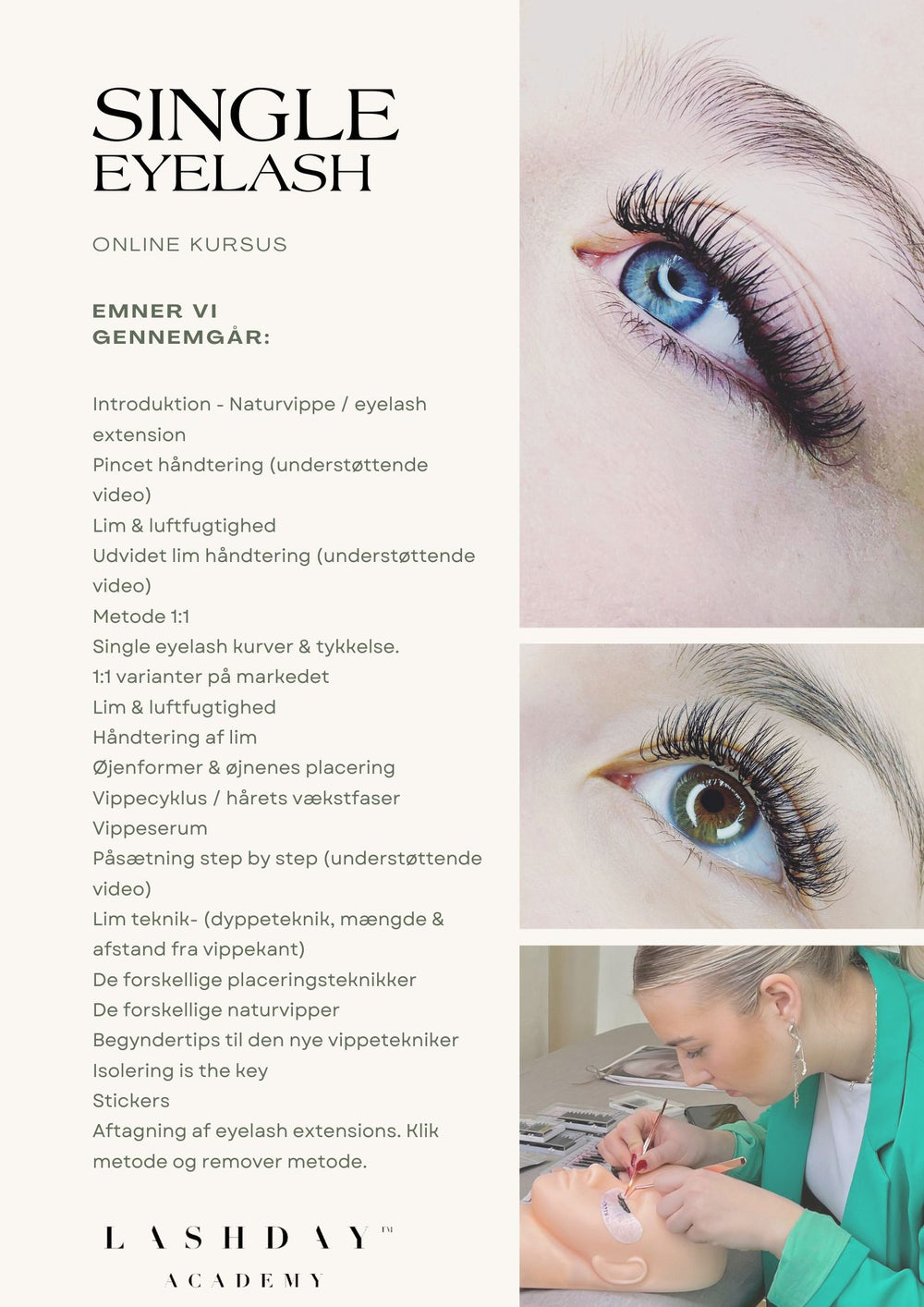 Single Eyelash Online Kursus hos Lash Day.